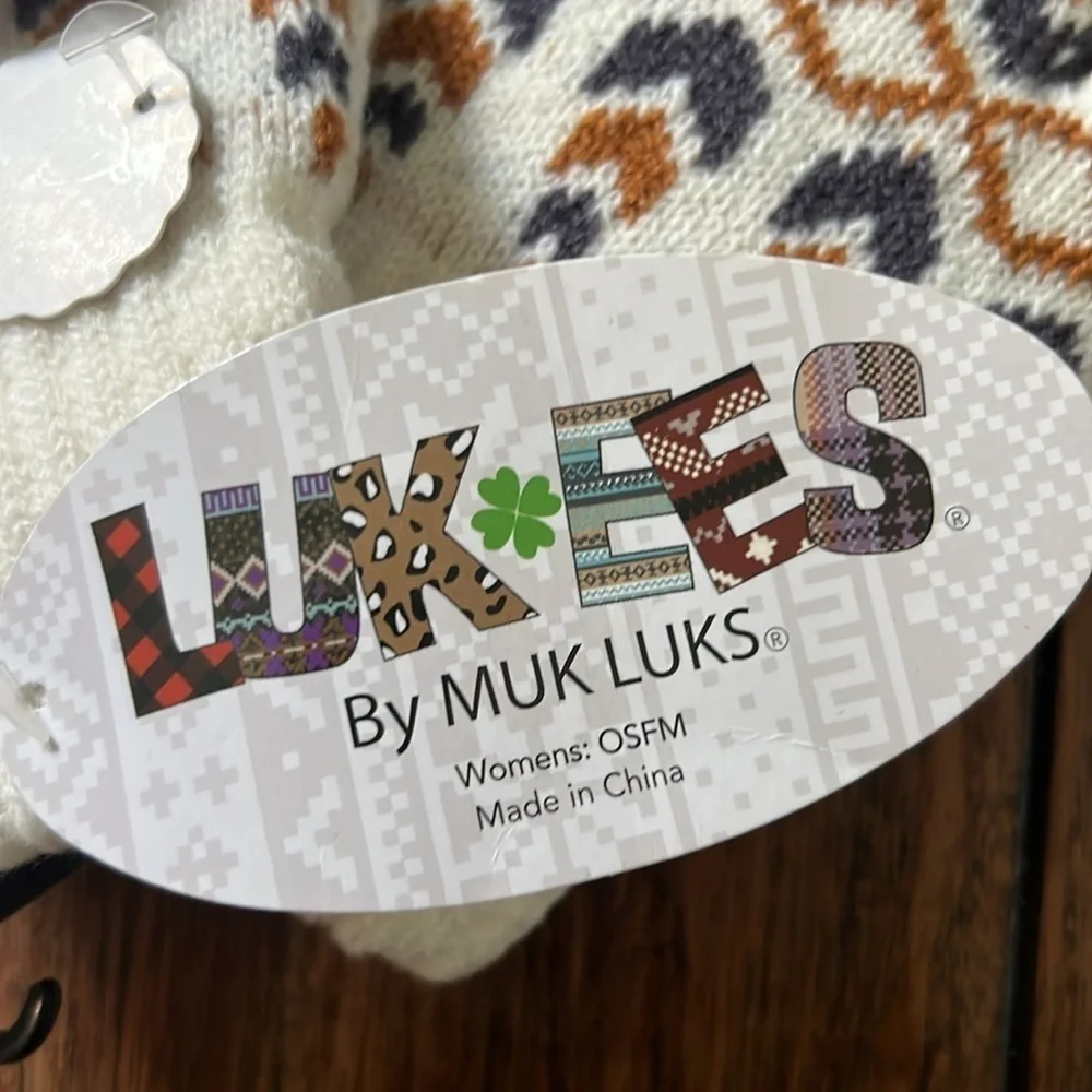 NWT Muk Luks Wool Knit Gloves Fair Isle Touch Screen Compatible